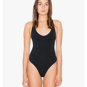 American Apparel Black Cotton Tank Thong Bodysuit